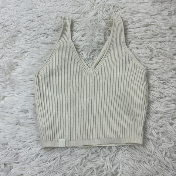 Lululemon Ribbed Knit Cropped Tank Top Lemon Sorbet - Picture 4 of 4